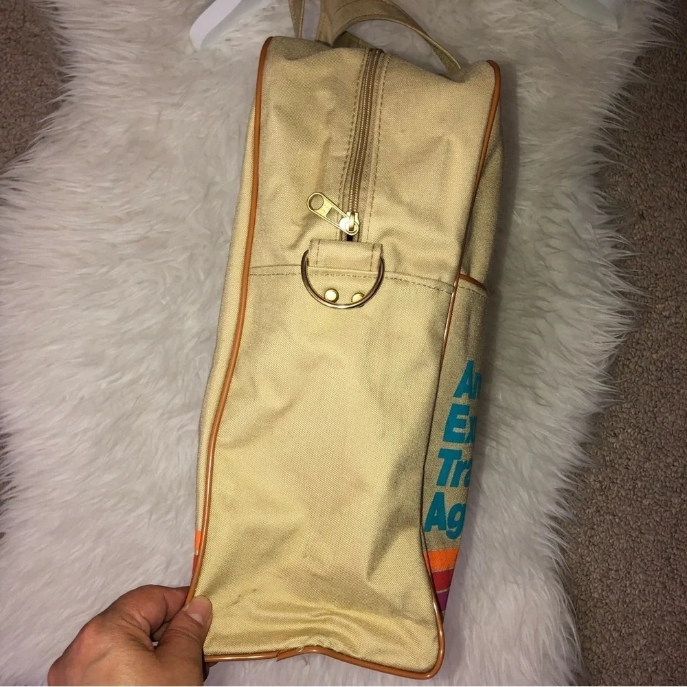 Vintage AMERICAN EXPRESS TRAVEL AGENCY Rare Beige Canvas Collectible Bag